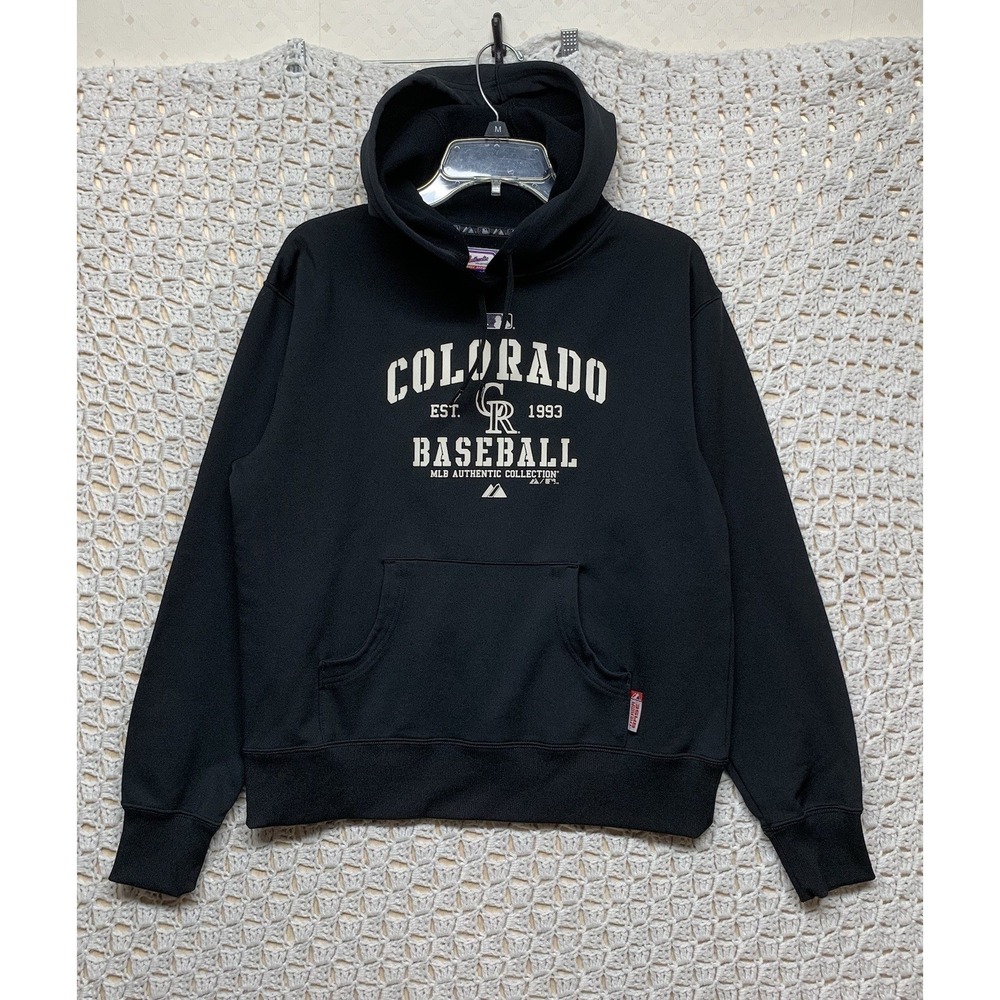 Colorado Rockies 1993 Baseball MLB Majestic Hooded Jacket Mens Sz M Black